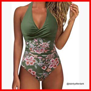 Tummy Control Halter One Piece Swimsuit Push Up Monokini